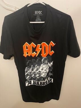 AC/DC Black Tee with Orange Logo and '74 Jailbreak Photo